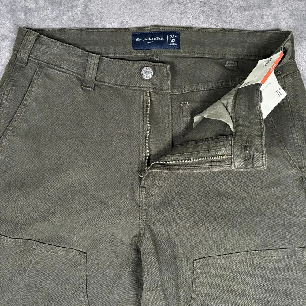Abercrombie & Fitch Baggy Carpenter Workwear Pants Olive Men’s 31x32 NWT